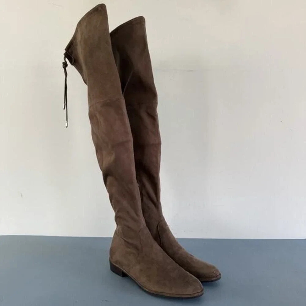Marc Fisher Humor 2 Over‎ The Knee Taupe Faux Suede Boots